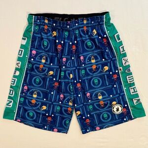 Flow Society Lacrosse Shorts Boys Large Lax Man Pac-Man Video Games Summer Navy